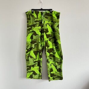 Duck Dynasty Neon Green Camo Duck Print Fleece Pajama Pants 2XL Lounge Novelty